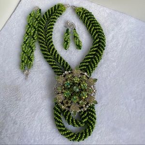 hand made bead jewelry with an elegant brooch